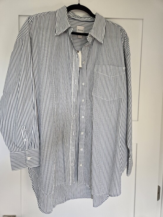 Anthropologie Tops - Anthropologie Maeve Button Up Oversized Shirt - Navy/White L NWT